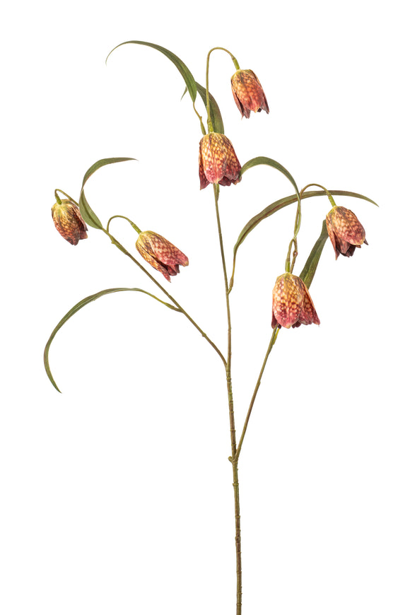 Fleurs d'échecs artificielles - 1 tige - Vert/ rose