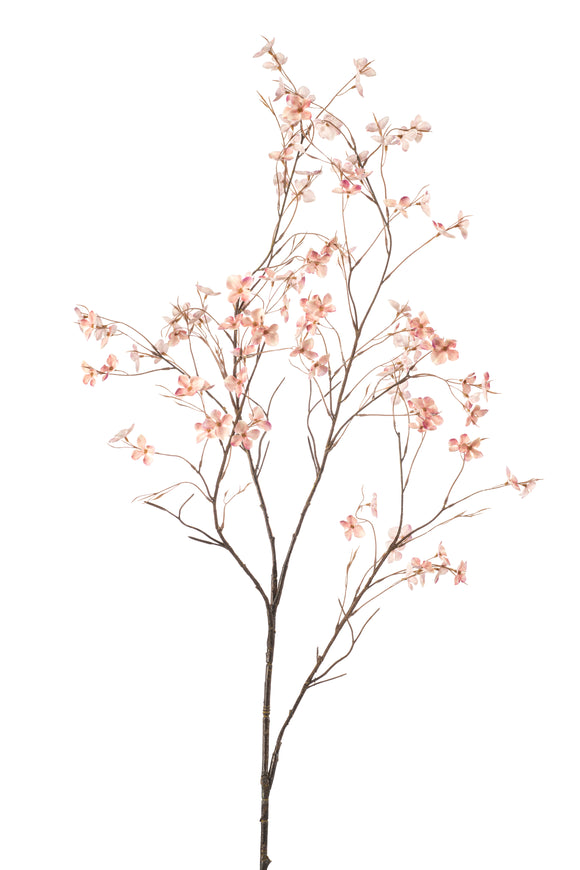 Fleurs d'hortensia artificiel sur branche - 1 branche de 117 cm - Rose