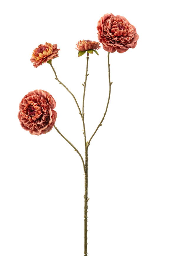 Zinnias artificiels - 1 tige - Vieux rose