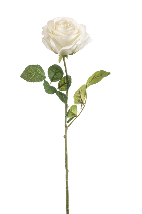 Rose artificielle - 1 tige - Blanc