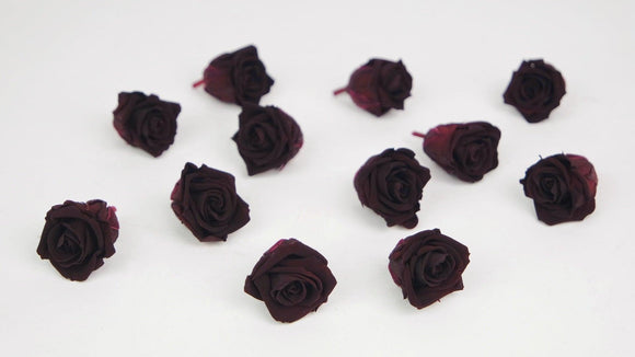 Roses stabilisées Kiara  2 cm - 12 têtes - Bordeaux